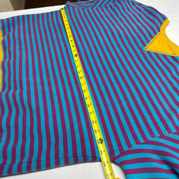 Natural Life Striped Oversized Sweatshirt S/M Blue Crewneck Boho Indie Grunge - Picture 4 of 6